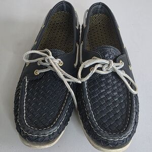 Sperry Women's Authentic Original Woven Boat Shoes - Navy Blue - Size 9.5